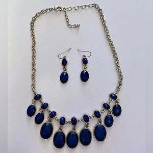 Blue necklace and earrings